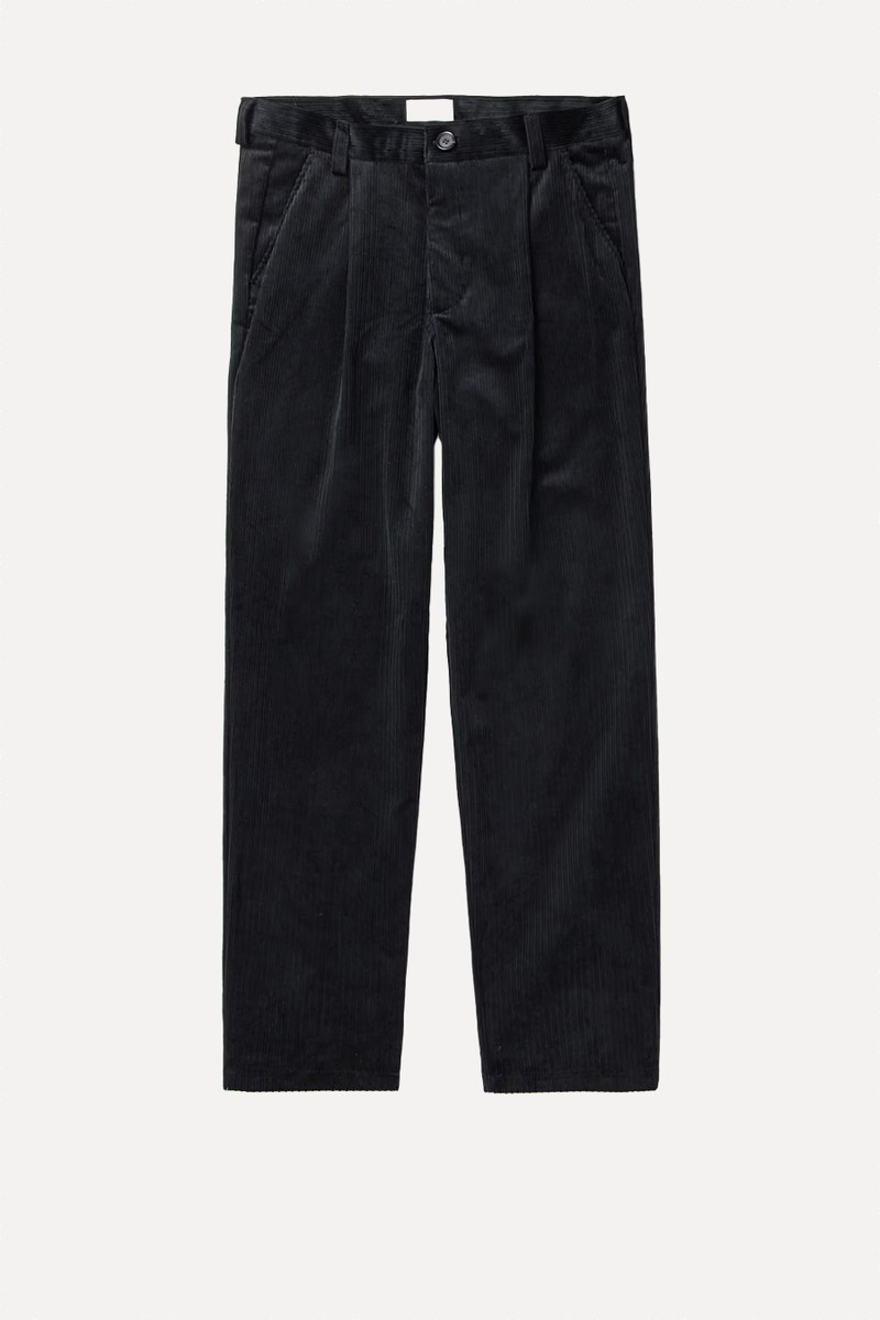 Morton Straight-Leg Pleated Cotton-Corduroy Trousers from OLIVER SPENCER