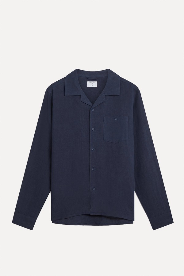 Long Sleeve Cuban Linen Shirt from Percival