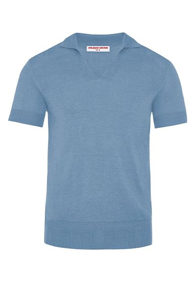 Pale Blue Haze Tailored Fit Knitted Polo Shirt from Orlebar Brown