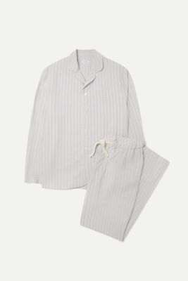 White & Blue Cotton Silk Pyjamas from Sirplus