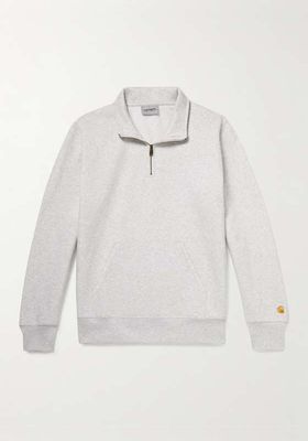 Chase Logo-Embroidered Cotton-Blend Jersey Half-Zip Sweatshirt