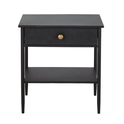 Matte Black Metal Drawer Bedside Table from Maisons Du Mode