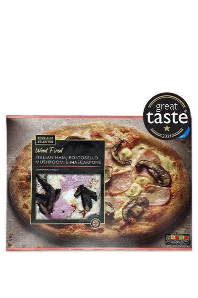 Specially Selected Wood Fired Italian Ham, Portobello Mushroom & Mascarpone Pizza