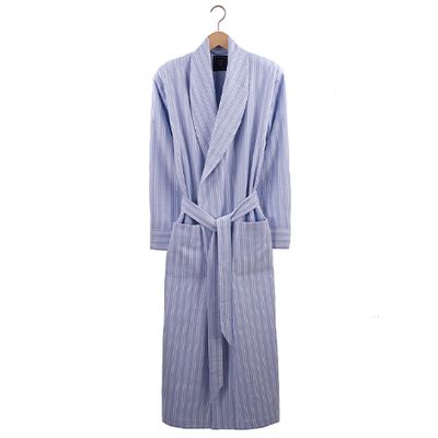 Blue And White Stripe Flannel Robe from British Boxers