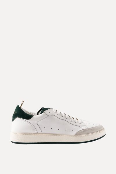 The Answer 001 Distressed Suede-Trimmed Leather Sneakers from Officine Creative