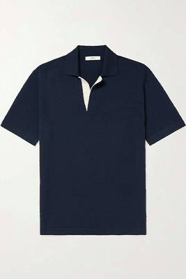 Contrast-Trimmed Merino Wool Polo Shirt