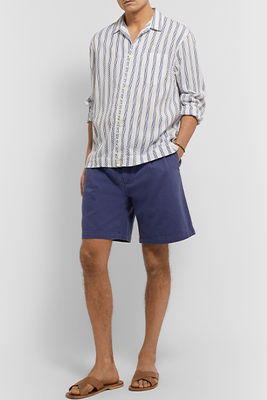 Wide-Leg Pleated Herringbone Cotton Shorts from SMR Days