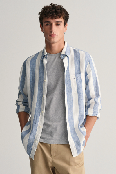 Regular Fit Bold Striped Linen Shirt from Gant