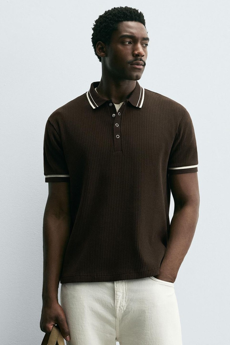 Contrast Ribbed Polo Shirt