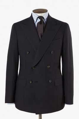 Double Breasted Navy Twisted Wool Suit from Anglo Italian