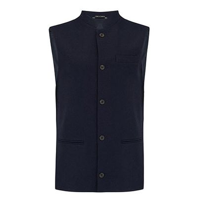 Thurlow The Navy Lambswool Nehru Gilet from Marmaduke London 