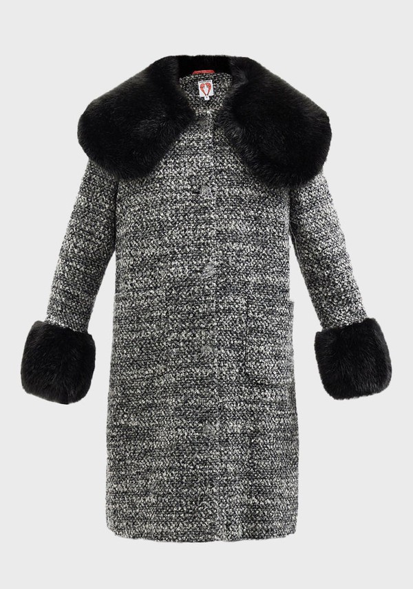 Colonel Faux Fur-Trimmed Boucle Coat from Shrimps