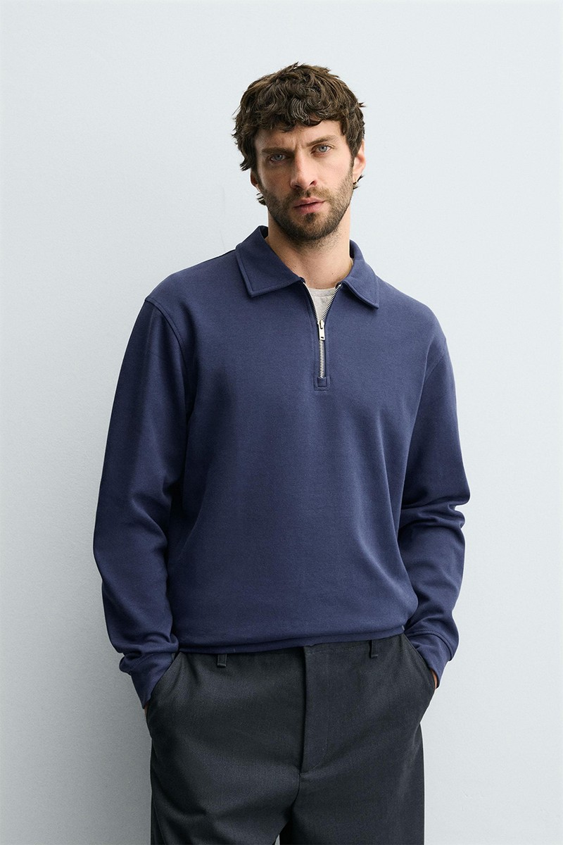 Interlock Polo Sweatshirt With Zip