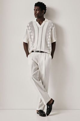 Relaxed Fit Linen Suit Trousers 