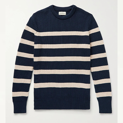 Blenheim Striped Ribbed Organic Cotton Sweater from Oliver Spencer