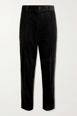 Tapered Pleated Cotton & Cashmere-Blend Corduroy Trousers from Mr. P