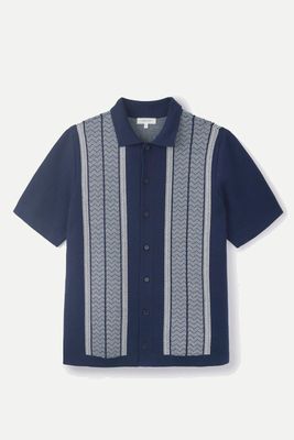Navy Jacquard-Knit Polo from Sirplus