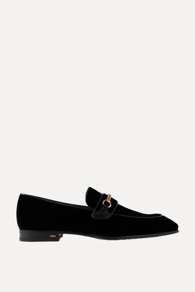 Bailey Chain-Embellished Leather-Trimmed Velvet Loafers from TOM FORD