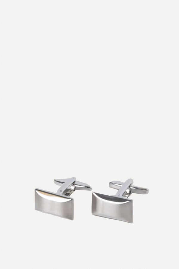 Silver Rectangular Cufflinks Set