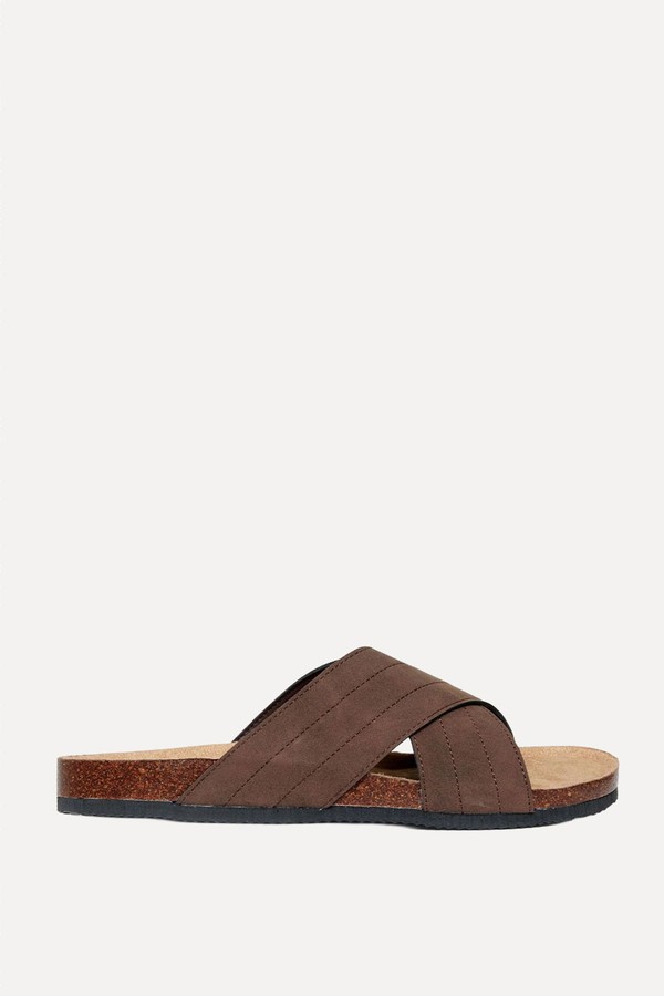 Faux Suede Cross Strap Sandals from Threadbare