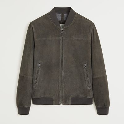 Contrasting Finish Suede Bomber from Mango