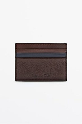 Tumbled Leather Card Holder Contrast Interior from Massimo Dutti