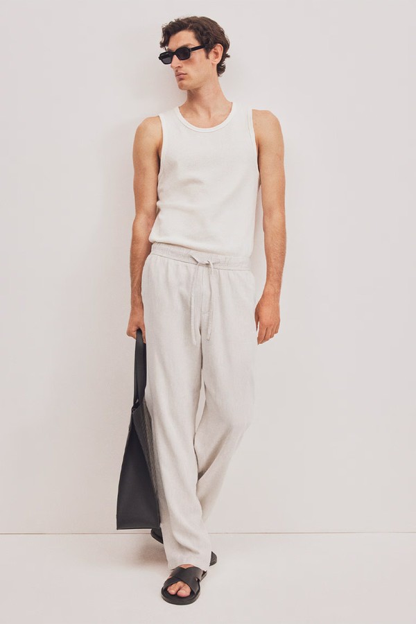 Relaxed Fit Linen-Blend Trousers