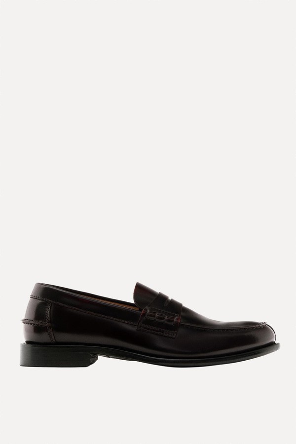 Leather Loafers With Penny Strap from Massimo Dutti
