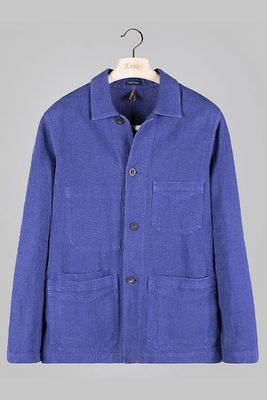 French Blue Japanese Linen Five-Pocket Chore Jacket from Drake's