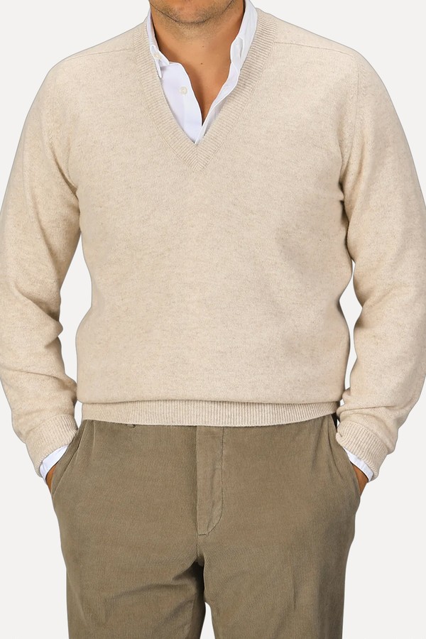 Deep V-Neck Lambswool Sweater