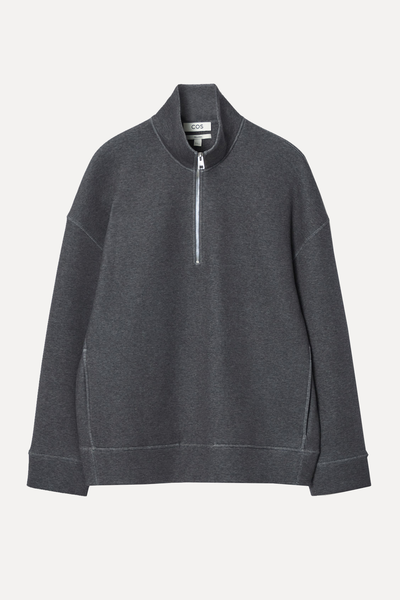 Oversized Scuba-Jersey Half-Zip Sweatshirt from COS