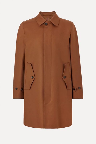 Clapham Logo-Embroidered Cotton-Gabardine Coat from Burberry