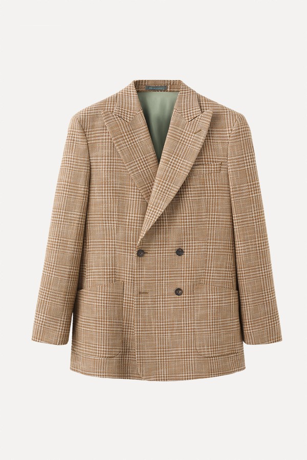 Slim Fit Double-Breasted Blazer In Lanificio Campore® Fabric