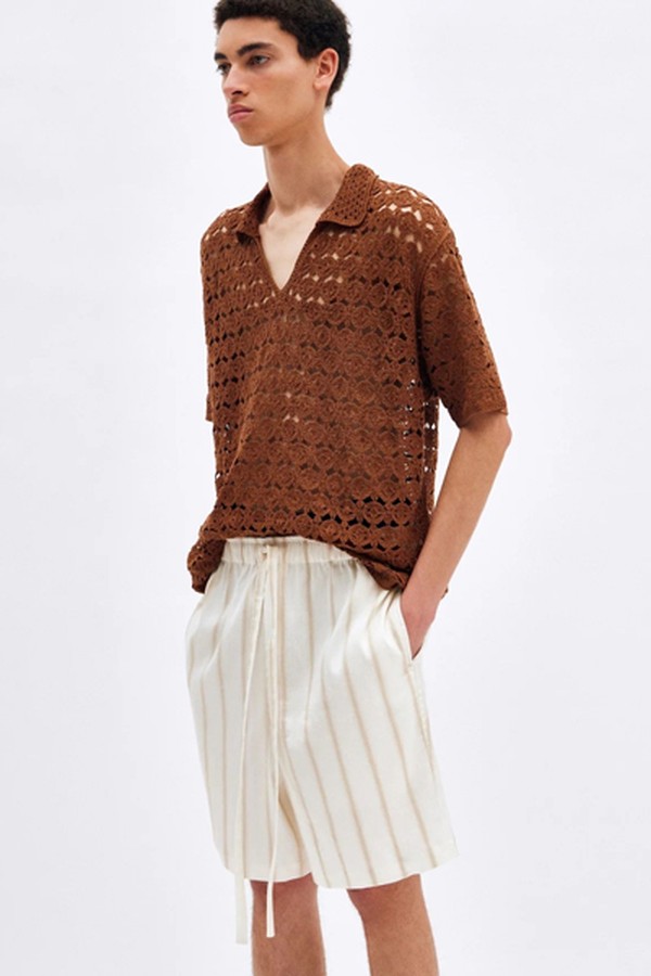 White Stripe Travel Short