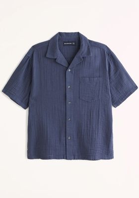 Camp Collar Gauzy Button-Up Shirt