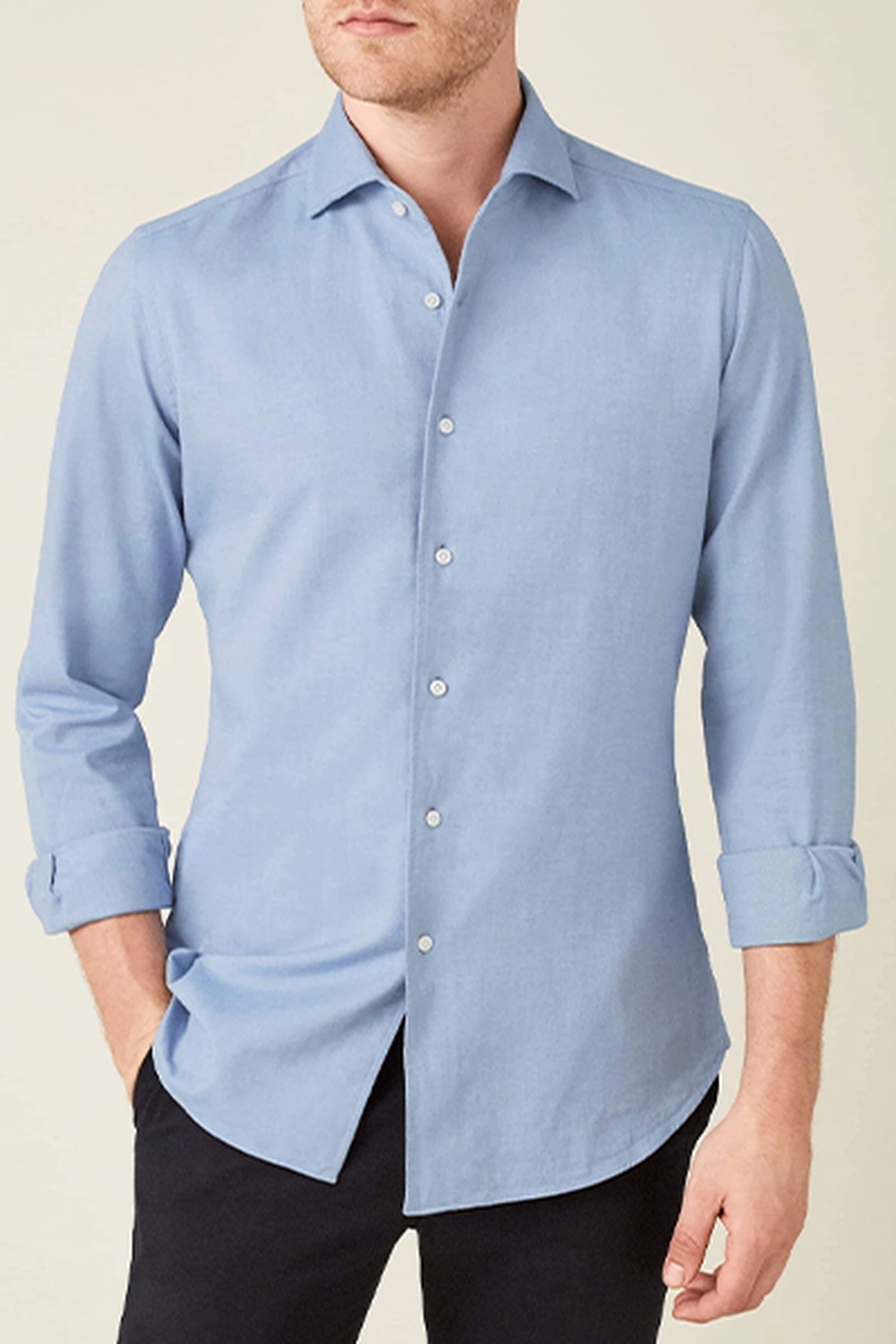 Light Blue Brushed Cotton Shirt