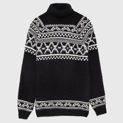 Two Tone Jacquard Sweater from Zara