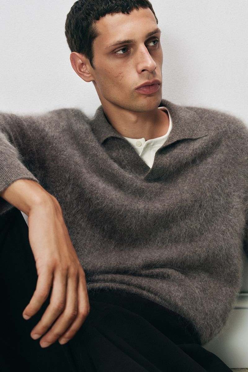 Brushed-Cashmere Polo Jumper