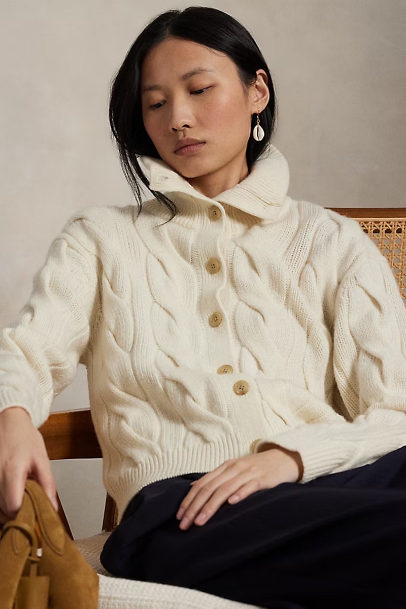 Cable Wool-Cashmere Cardigan