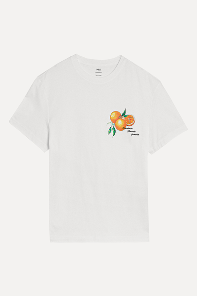 Pure Cotton Orange Graphic T-Shirt