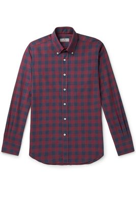 Button-Down Collar Checked Cotton Shirt from Canali