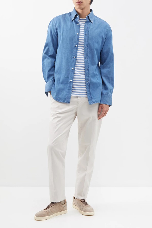 Striped Cotton-Jersey T Shirt from BRUNELLO CUCINELLI