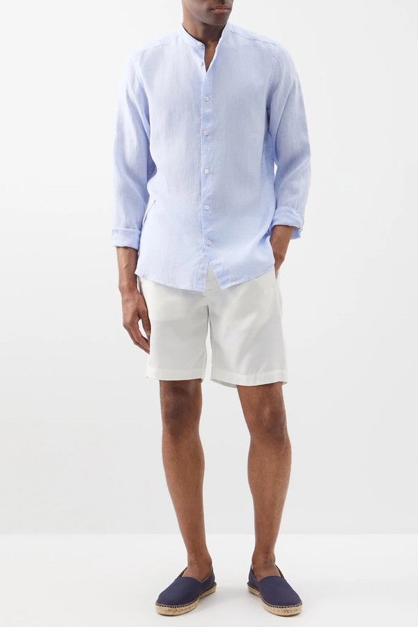 Jorge Stand-Collar Linen Poplin Shirt from FRESCOBOL CARIOCA