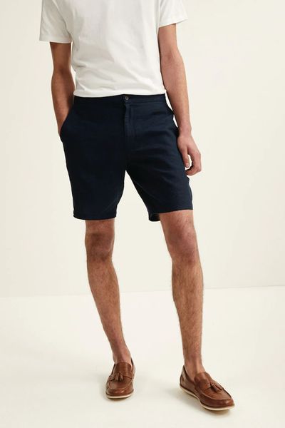 Drawstring Linen Blend Shorts