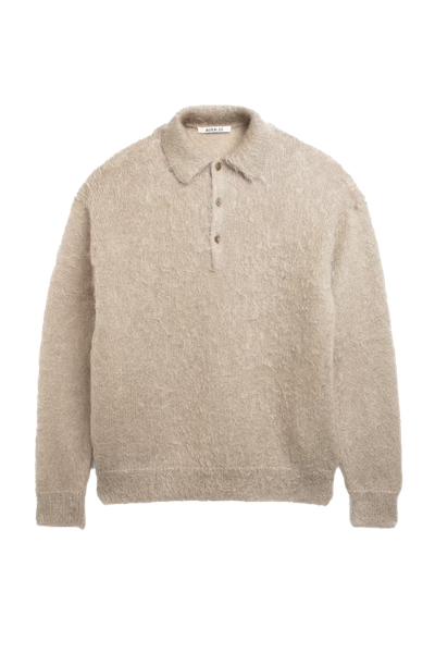 Brushed Super Kid Mohair Knit Polo from Auralee