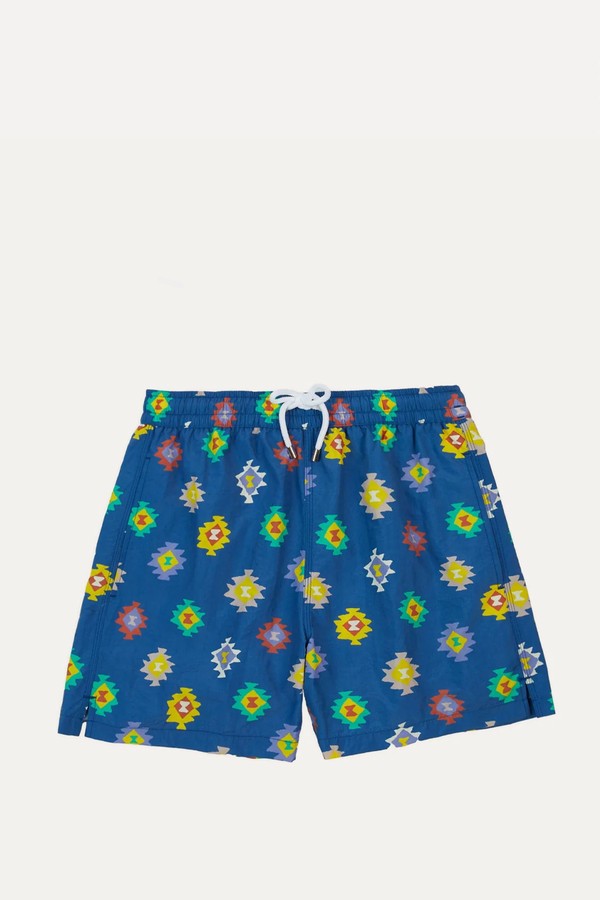 Kilim Print Nylon Drawstring Swim Shorts
