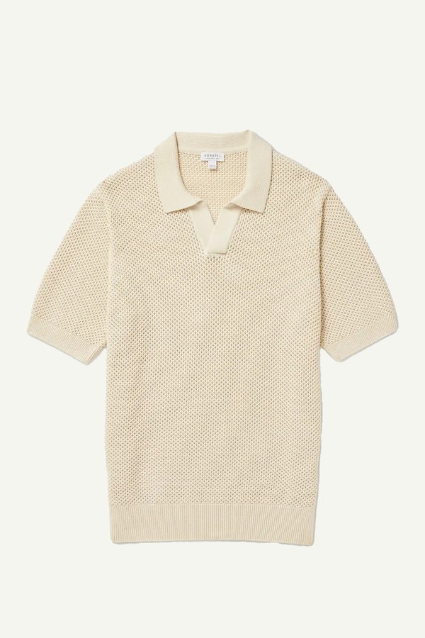 Honeycomb-Knit Cotton Polo Shirt from SUNSPEL