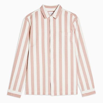 Pink and White Stripe Long Sleeve Shirt from Topman